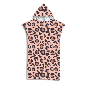 Adult Hooded Bath Towel Fine Fiber Beach Quick Dry Bathrobe, Size: 110x75cm(Pink Leopard Print)