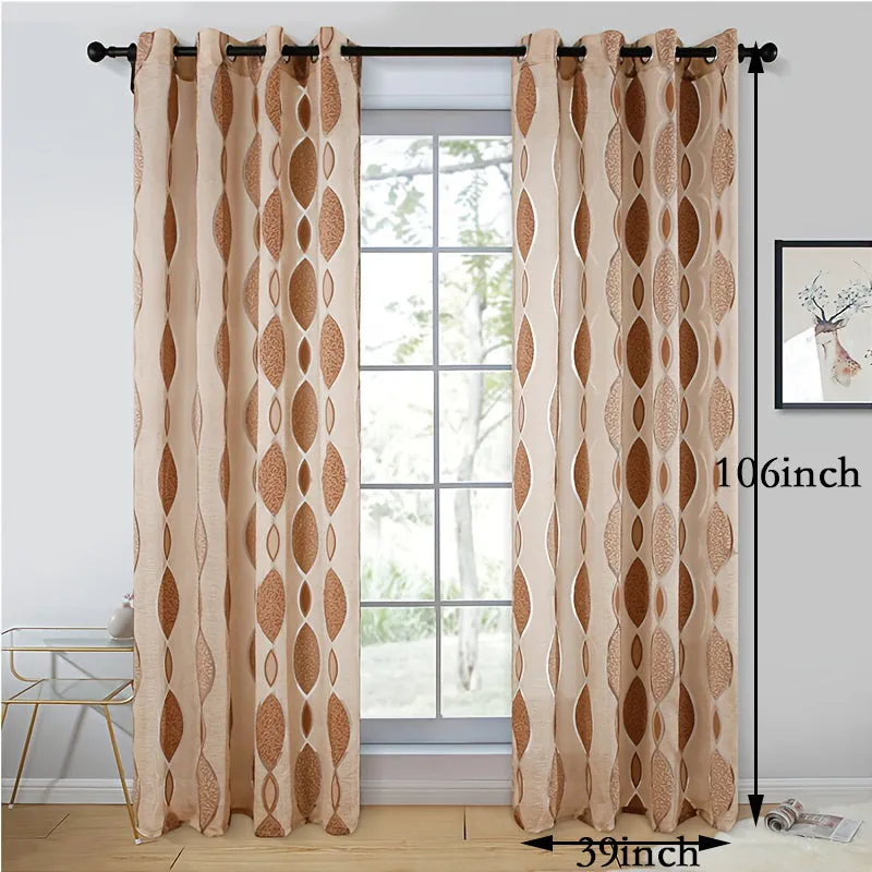 1pc Geometric Pattern Modern Living Room Curtains, Wavy Oval Pattern Curtain For Living Room Kitchen