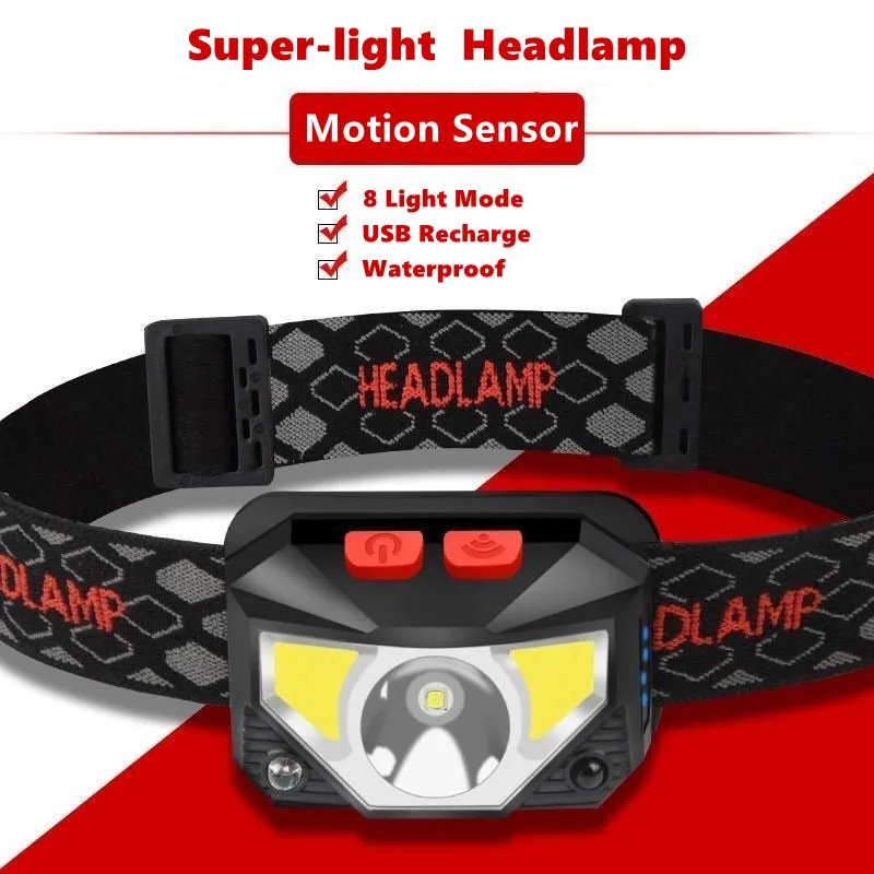 8 Modes Handfress Motion Sensor Powerful LED Headlight