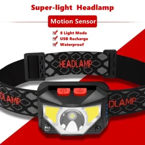 8 Modes Handfress Motion Sensor Powerful LED Headlight