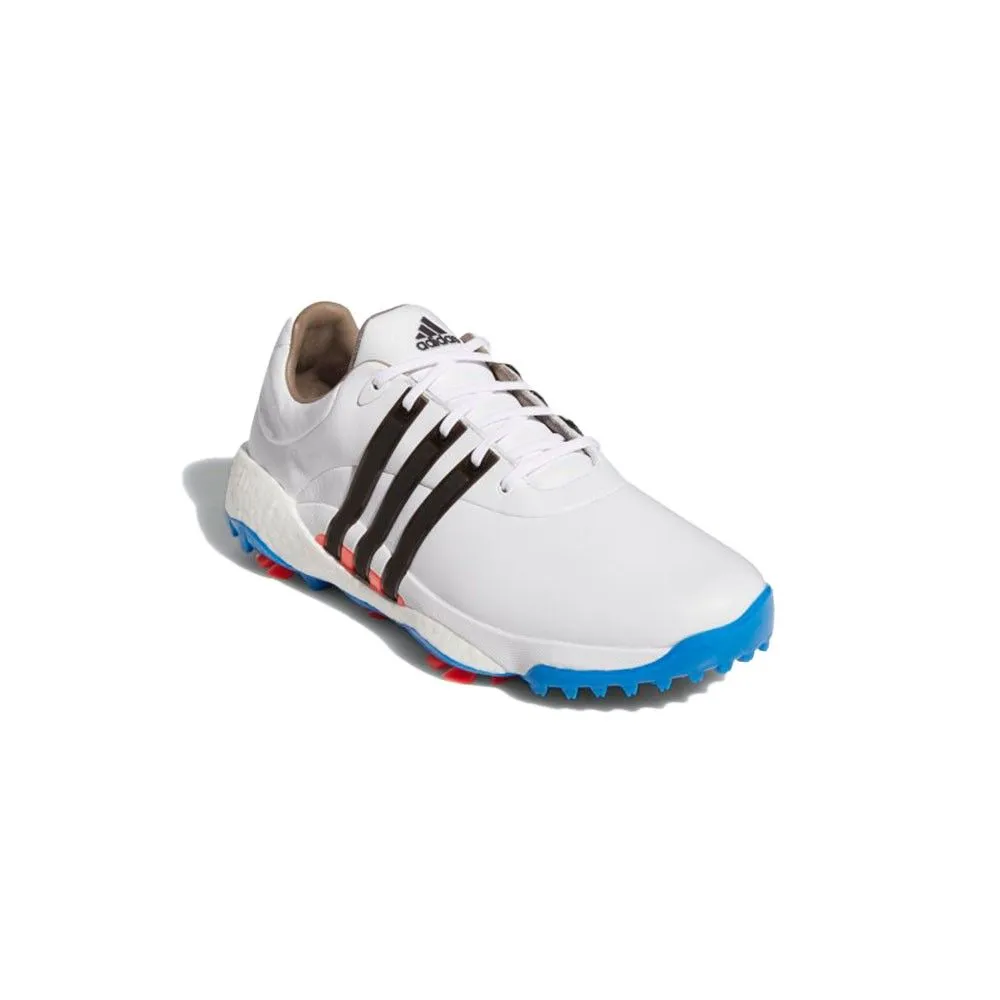 Adidas Men's Tour360 22 MD Spiked Golf Shoes - White/Black/Blue (CS)