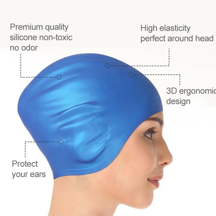 Adult Solid Color Waterproof Silicone Swimming Cap(Silver)