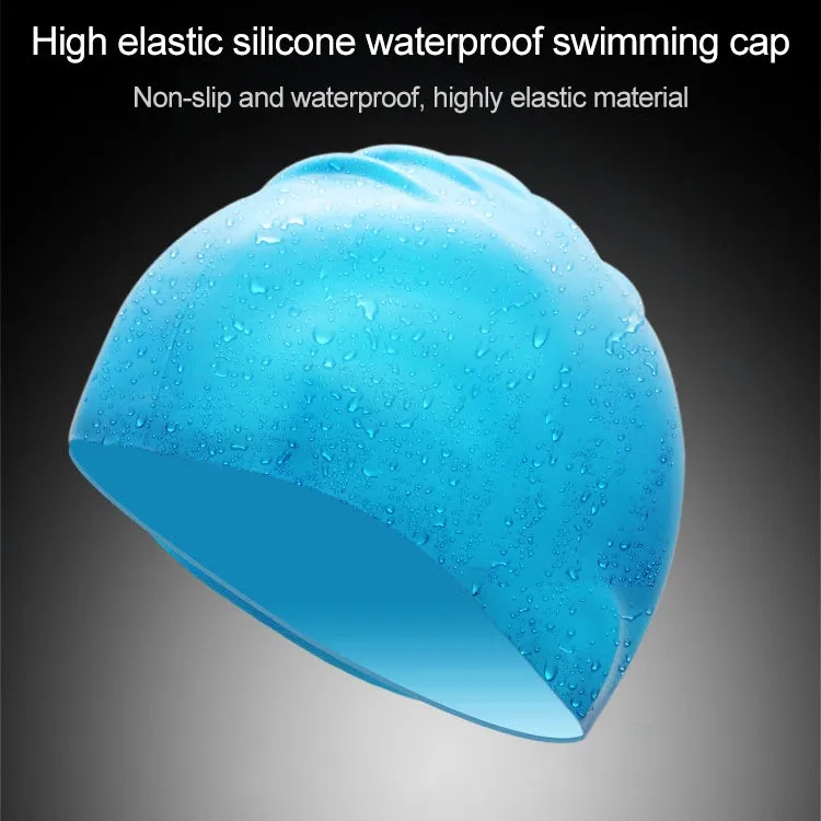 Adult Solid Color Waterproof Silicone Swimming Cap(Silver)