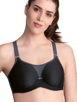 Anita Performance WireX Sports Bras Active Underwire Sports Bra, Black Anthracite | Underwired Black Anita Sports Bra