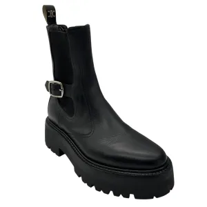 Celine Black 2022 Bulky Buckle Detail Calfskin Leather Biker Boots