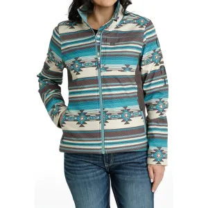 Cinch Women's Conceal Carry Green Aztec Stripe Bonded Jacket