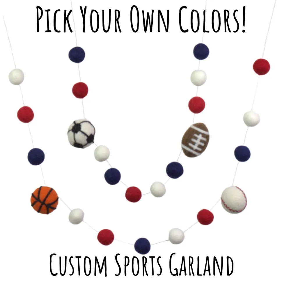 Custom Sports Balls Garland PICK YOUR COLORS