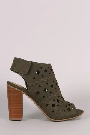 Delicious Geo Perforated Chunky Mule Heel