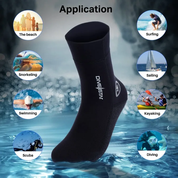 DIVESTAR Diving Neoprene Socks For Men Women Scuba Booties, Spec: 3mm Black(S 37-38)