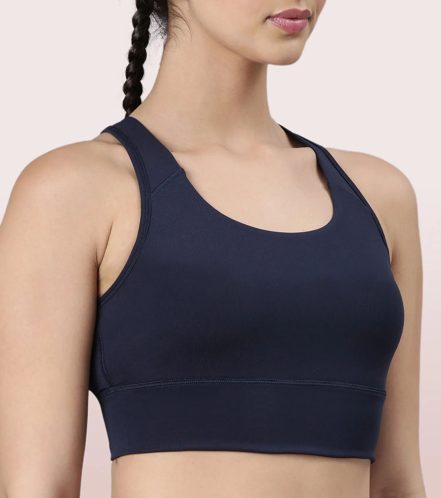 Enamor Basic Workout Sports Bra | Medium Impact Dry Fit Longline Bra For Women | A202