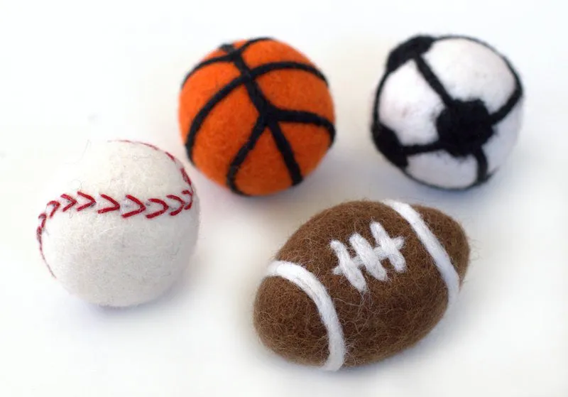 Felt Sports Shapes- SET OF 4- Football, Baseball, Basketball, Soccer Ball