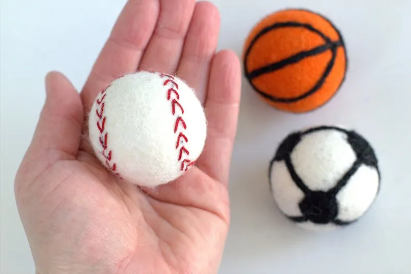 Felt Sports Shapes- SET OF 4- Football, Baseball, Basketball, Soccer Ball