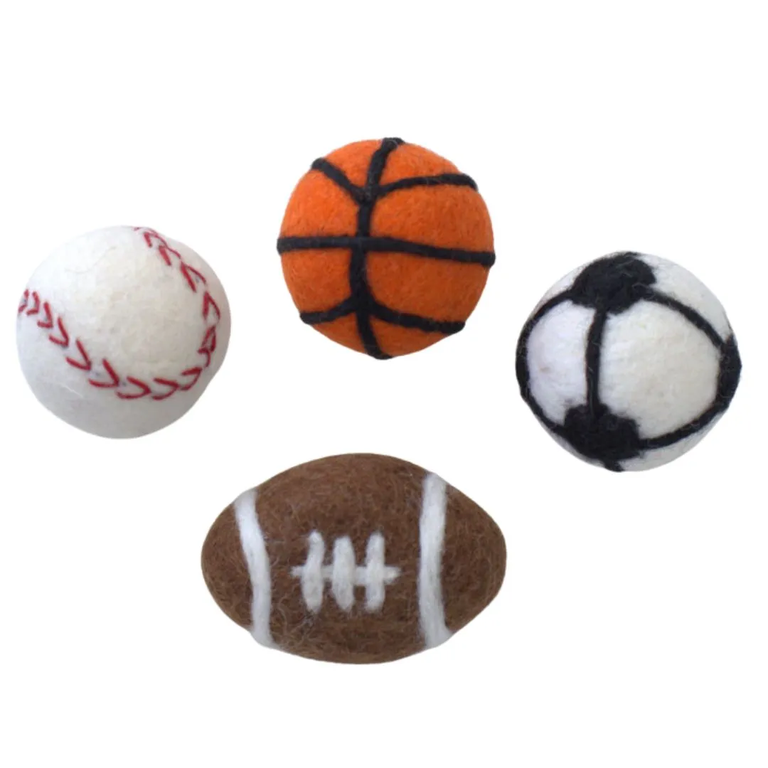 Felt Sports Shapes- SET OF 4- Football, Baseball, Basketball, Soccer Ball