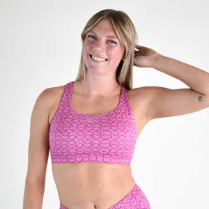 FLEO Isla Sports Bra - Heather Fuchsia Geo