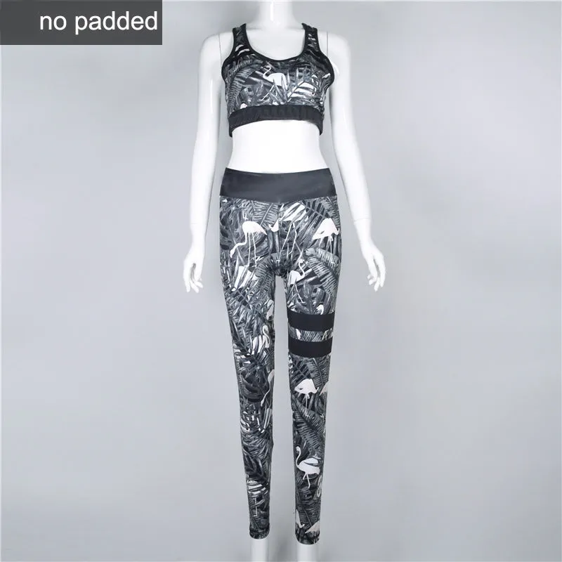 Floral Printed Work Out Set Elastic Legging   Sportsbra