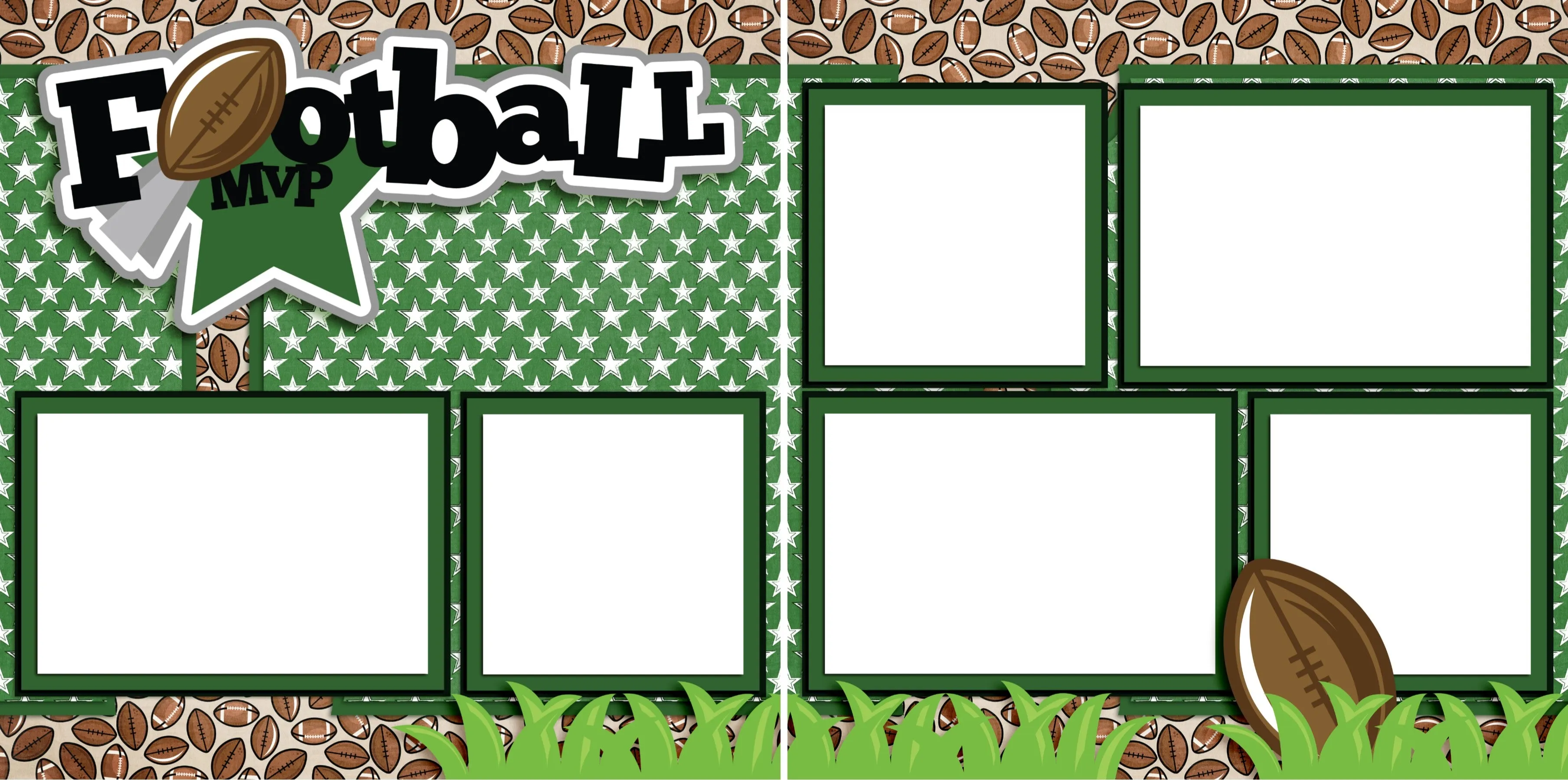 Football MVP Green - Digital Scrapbook Pages - INSTANT DOWNLOAD