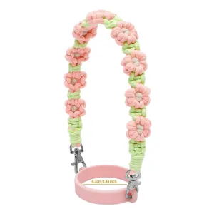 For 16-40oz Stanley Mug Lanyard Silicone Loop Boho Daisy Cute Flower Hand-Woven Mug Cover(Green)