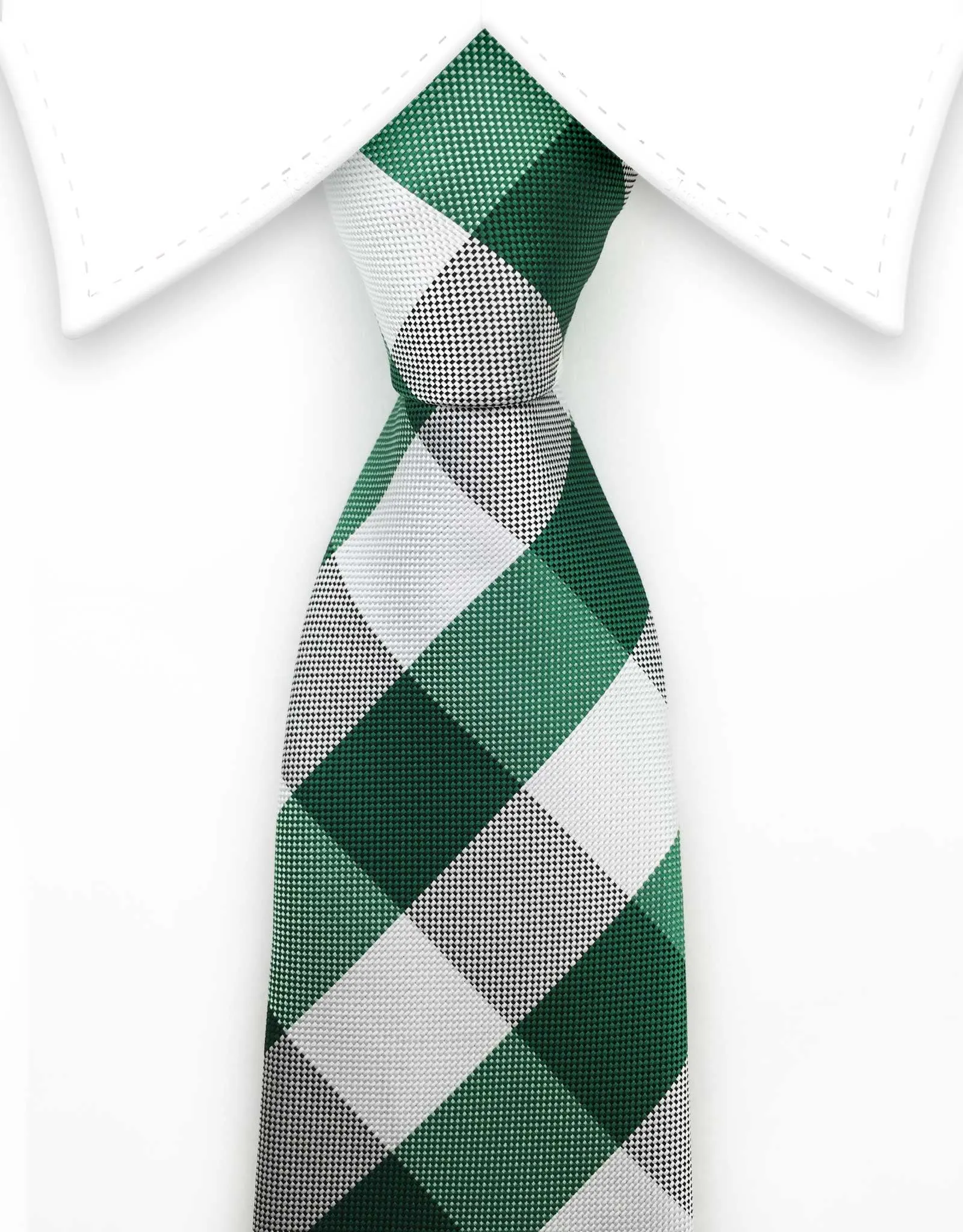 Green and White Extra Long Tie - 3XL - 70"