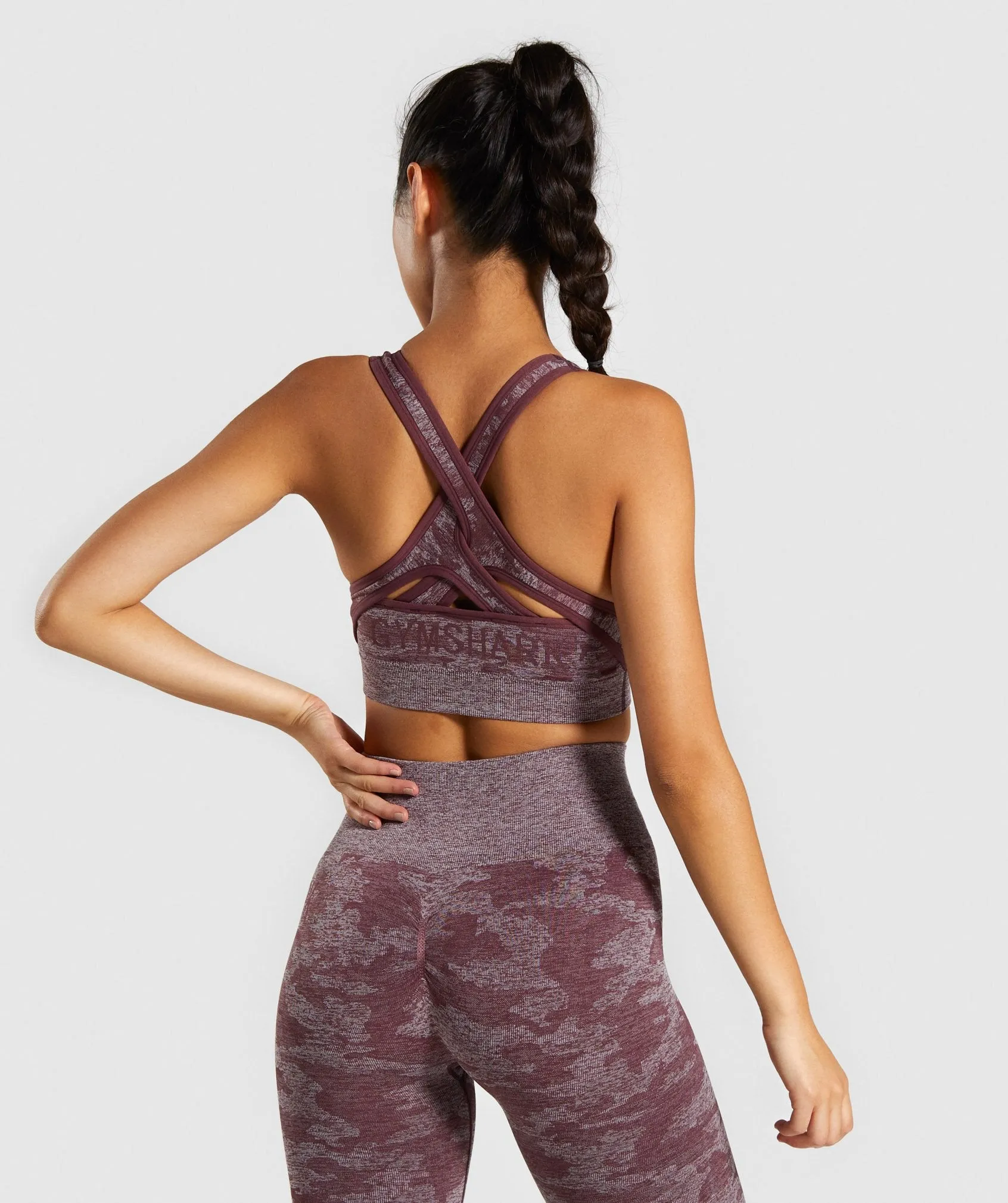 Gymshark Camo Seamless Sports Bra - Berry Red