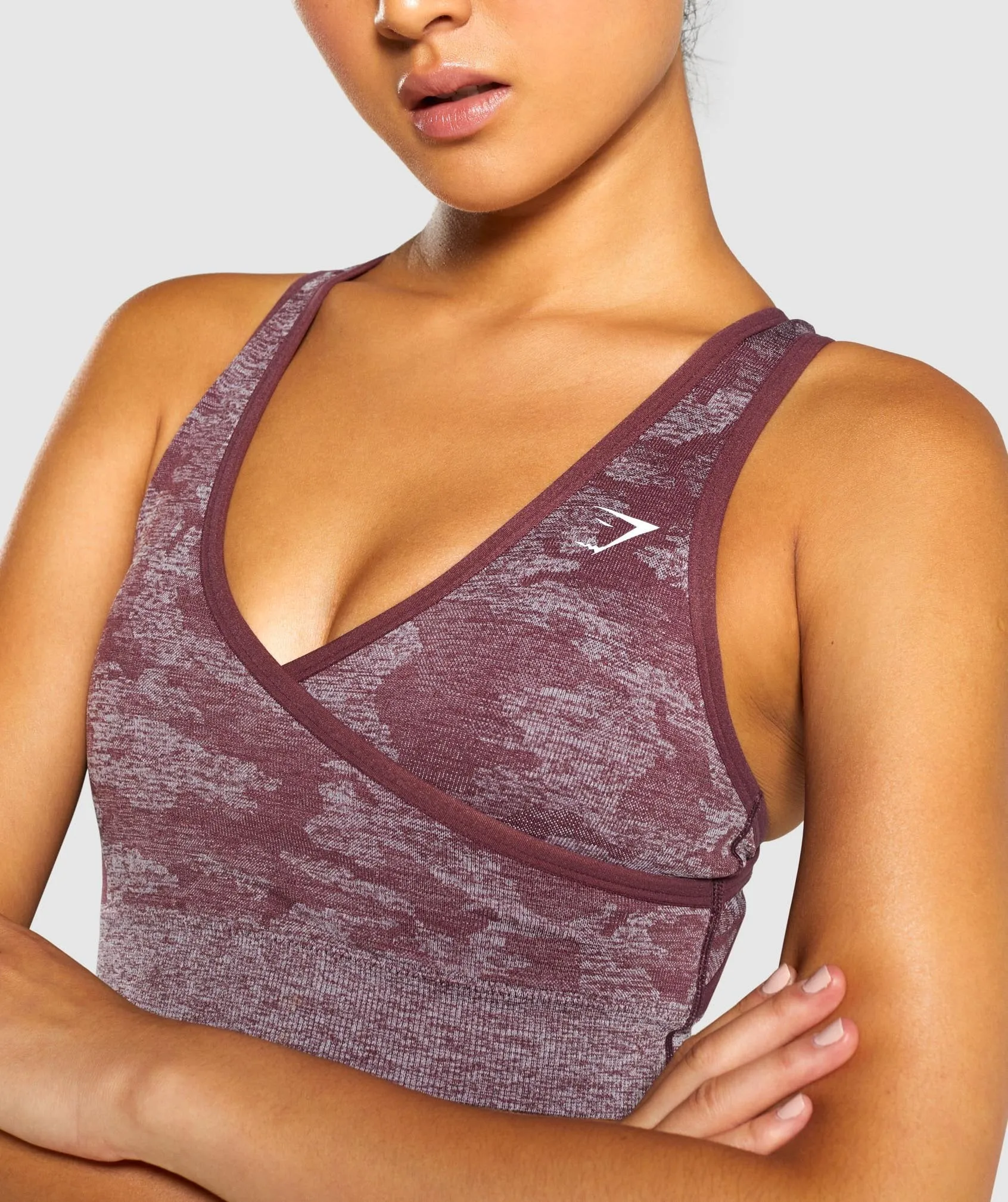 Gymshark Camo Seamless Sports Bra - Berry Red