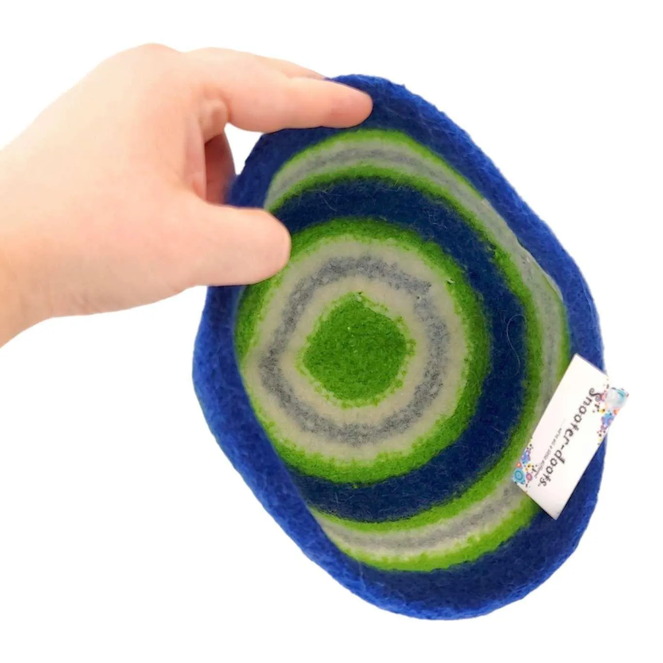 Hat - Felted Wool Cap in Blue Green Stripe (Assorted Sizes) by Snooter-doots