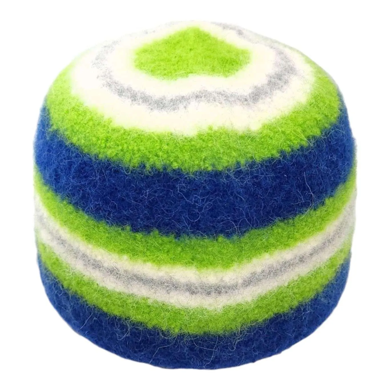 Hat - Felted Wool Cap in Blue Green Stripe (Assorted Sizes) by Snooter-doots