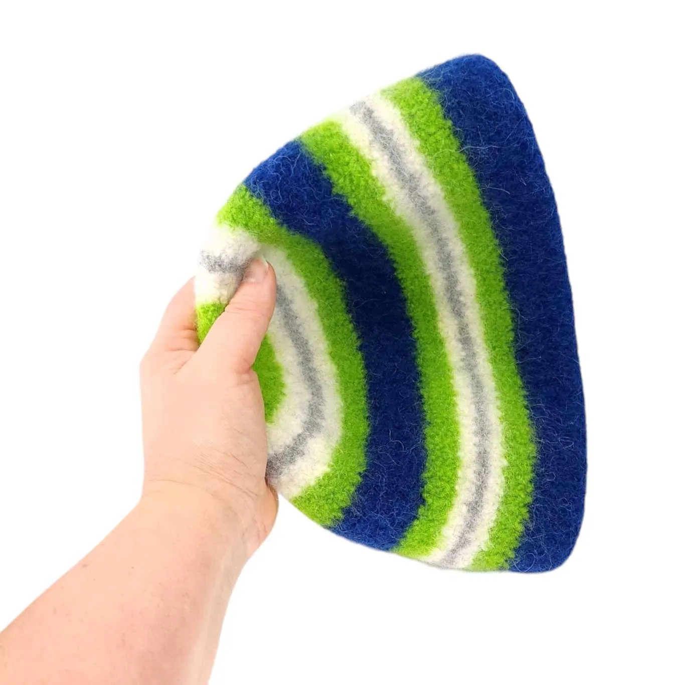 Hat - Felted Wool Cap in Blue Green Stripe (Assorted Sizes) by Snooter-doots