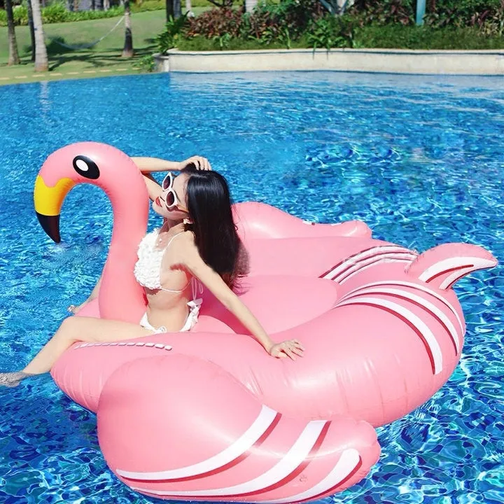 Inflatable Flamingo Shaped Floating Mat Swimming Ring, Inflated Size: 190 x 200 x 130cm