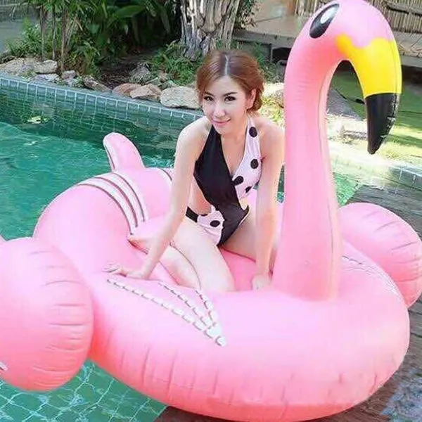 Inflatable Flamingo Shaped Floating Mat Swimming Ring, Inflated Size: 190 x 200 x 130cm