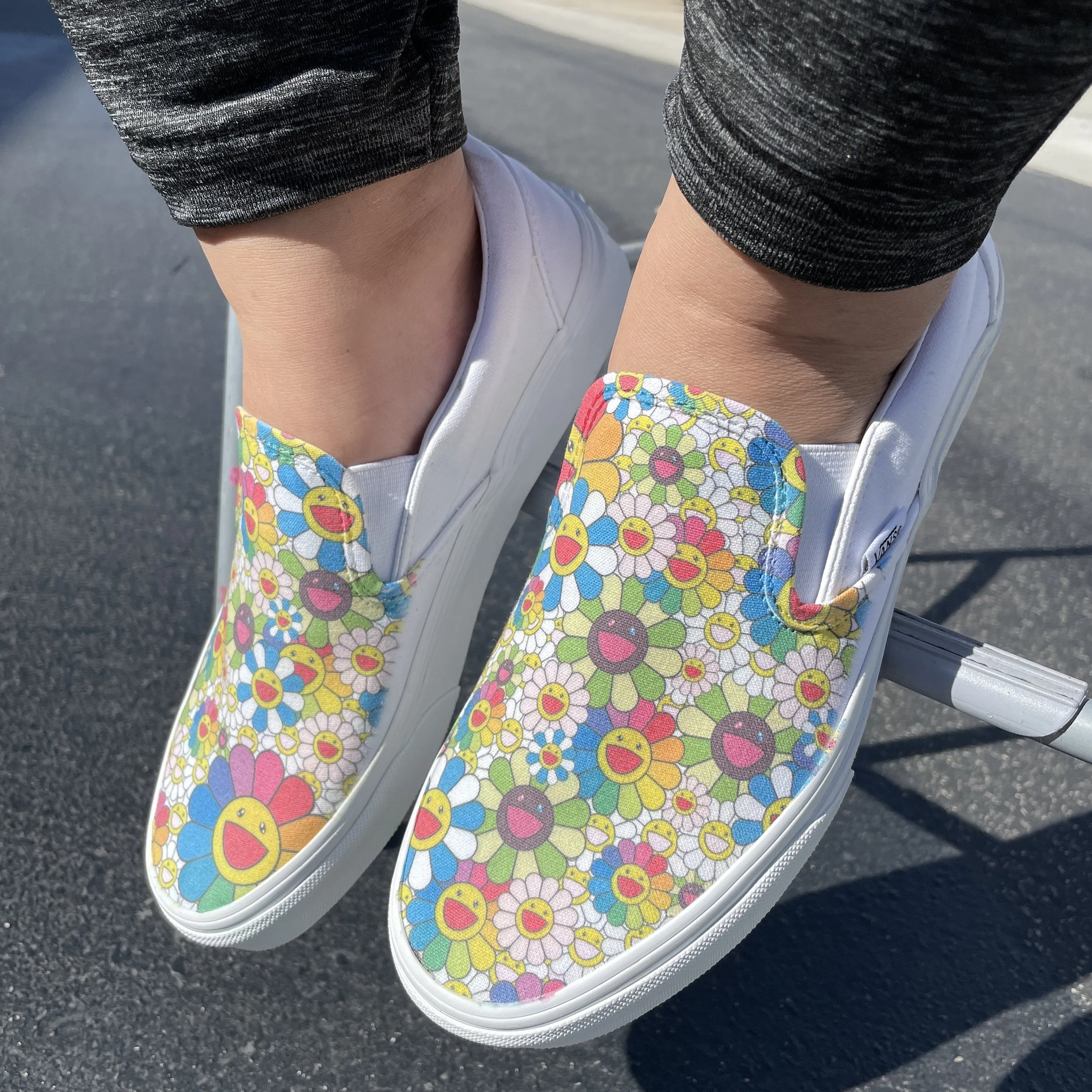 Kids Shoes - Takashi Murakami Rainbow Flower Sneakers - Custom Slip Ons