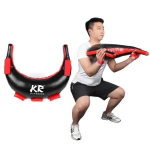 KR Fitness Training Sandbag Weight-Bearing Exercise Equipment Croissant without Filler(Black Leather   Red Ribbon)