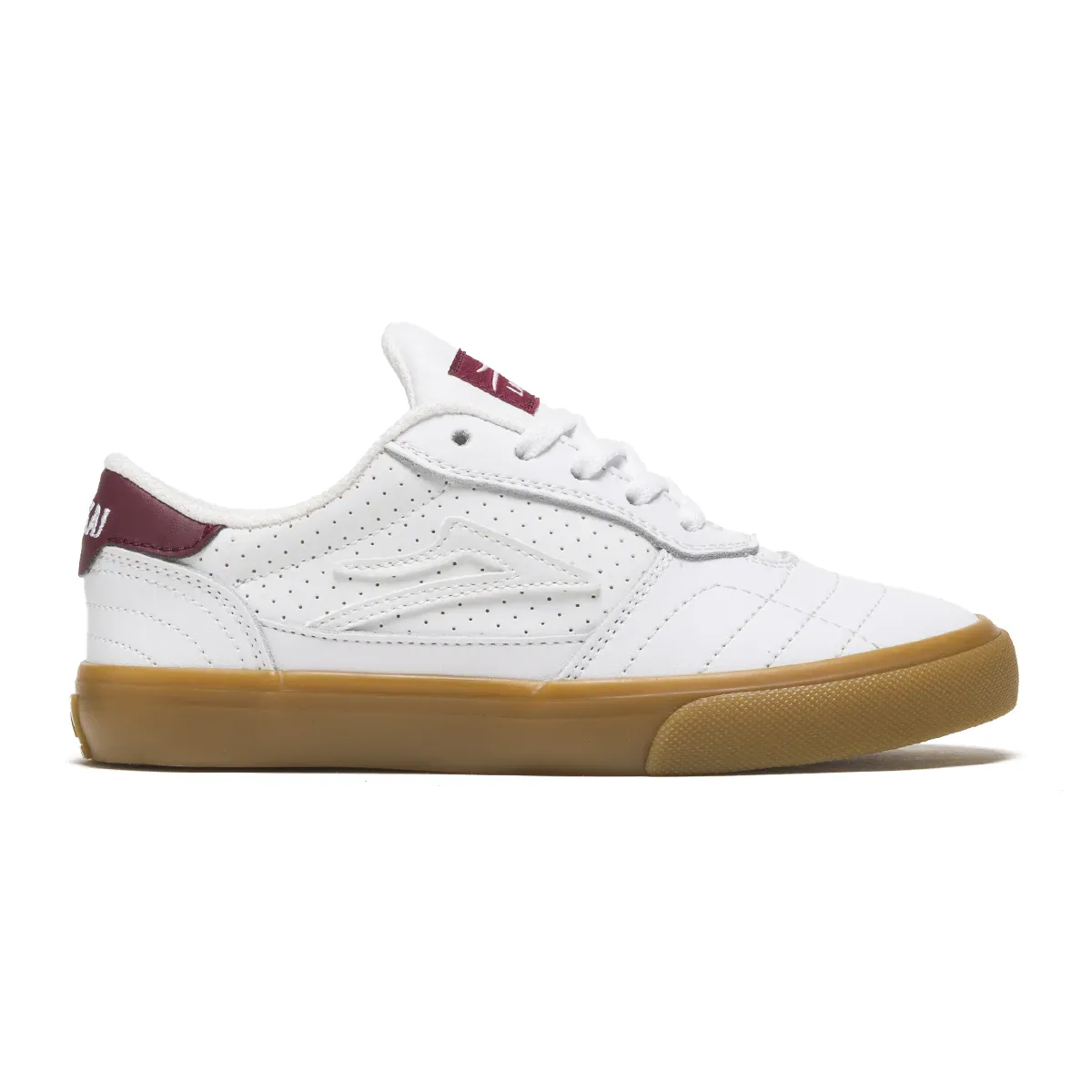 Lakai Youth Cambridge Shoes - White/Burgundy Leather