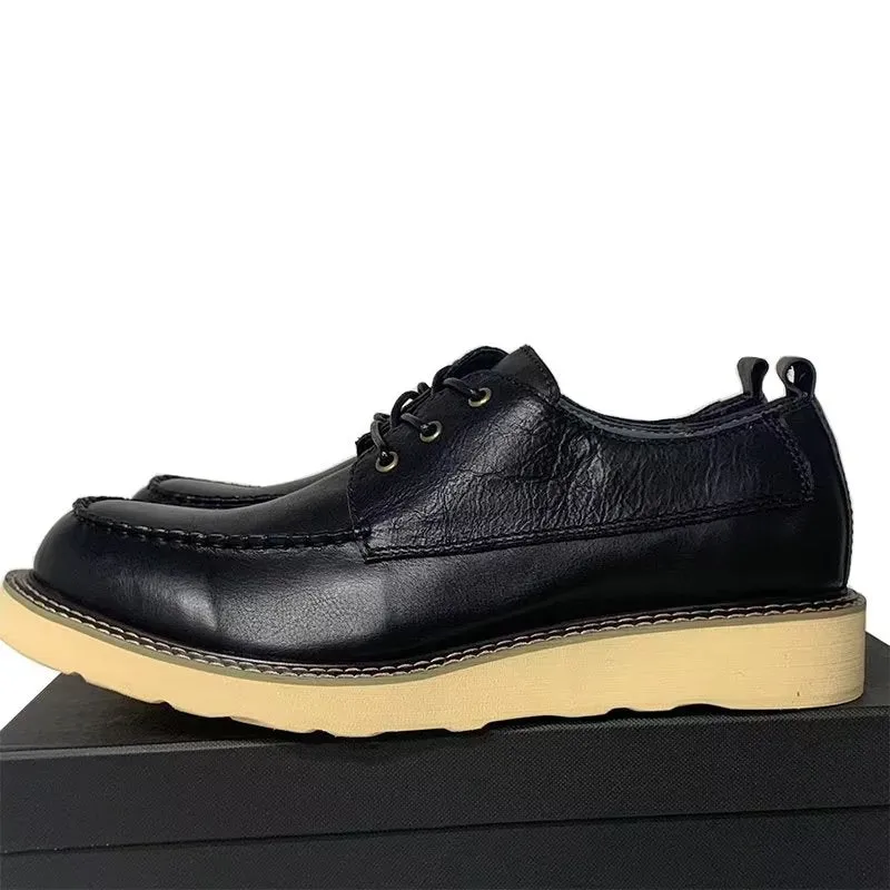 LeatherLuxe Classy Lace-Up Round Toe Casual Shoes