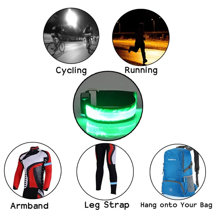 LED Flash Safety Reflective Nylon Light Rechargeable Sports Wrist Belt(Green)