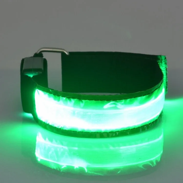 LED Flash Safety Reflective Nylon Light Rechargeable Sports Wrist Belt(Green)