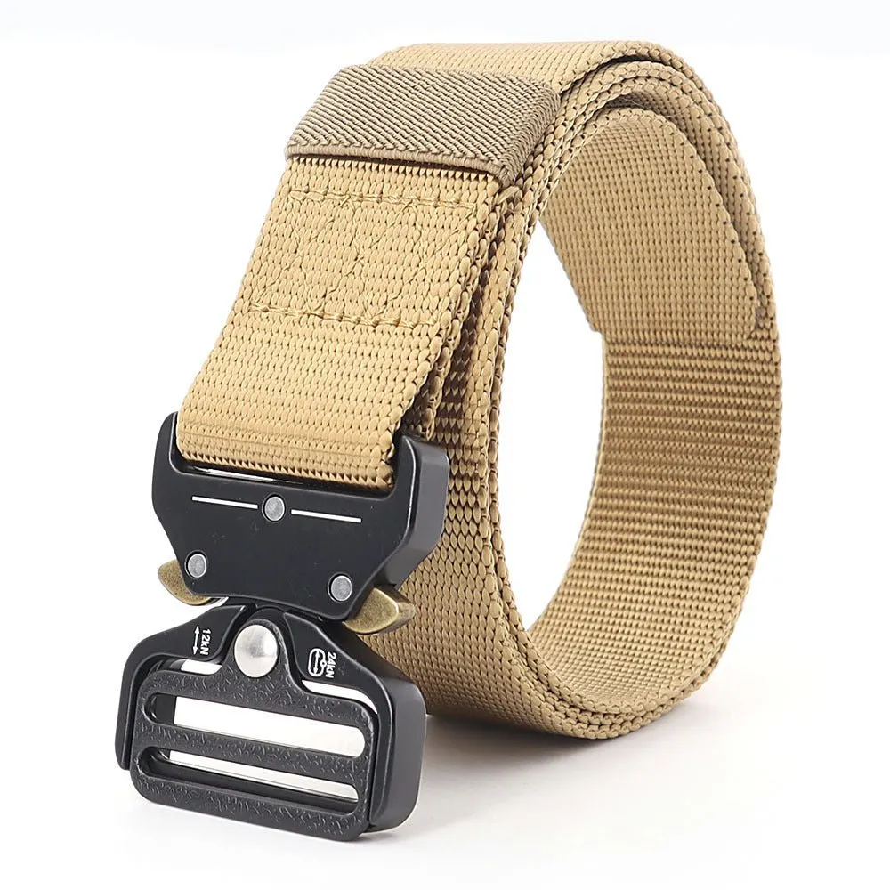 Manufacturers wholesale outdoor belts men to customize logo eye snake buckle imitation nylon canvas tactical belt