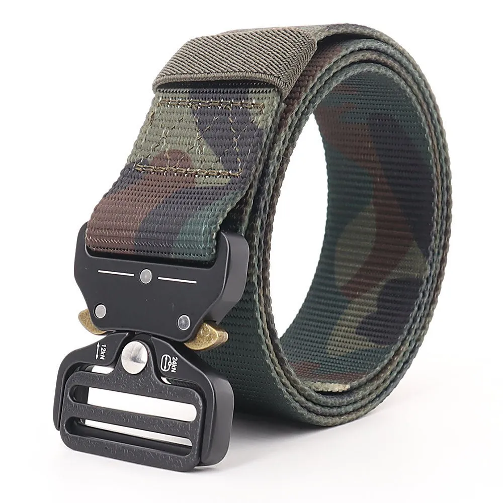 Manufacturers wholesale outdoor belts men to customize logo eye snake buckle imitation nylon canvas tactical belt