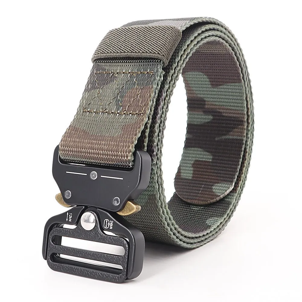 Manufacturers wholesale outdoor belts men to customize logo eye snake buckle imitation nylon canvas tactical belt