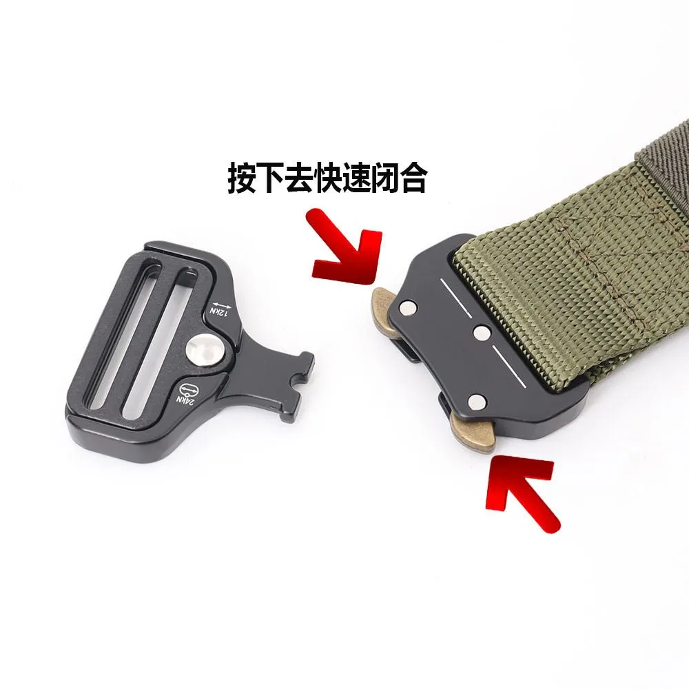 Manufacturers wholesale outdoor belts men to customize logo eye snake buckle imitation nylon canvas tactical belt