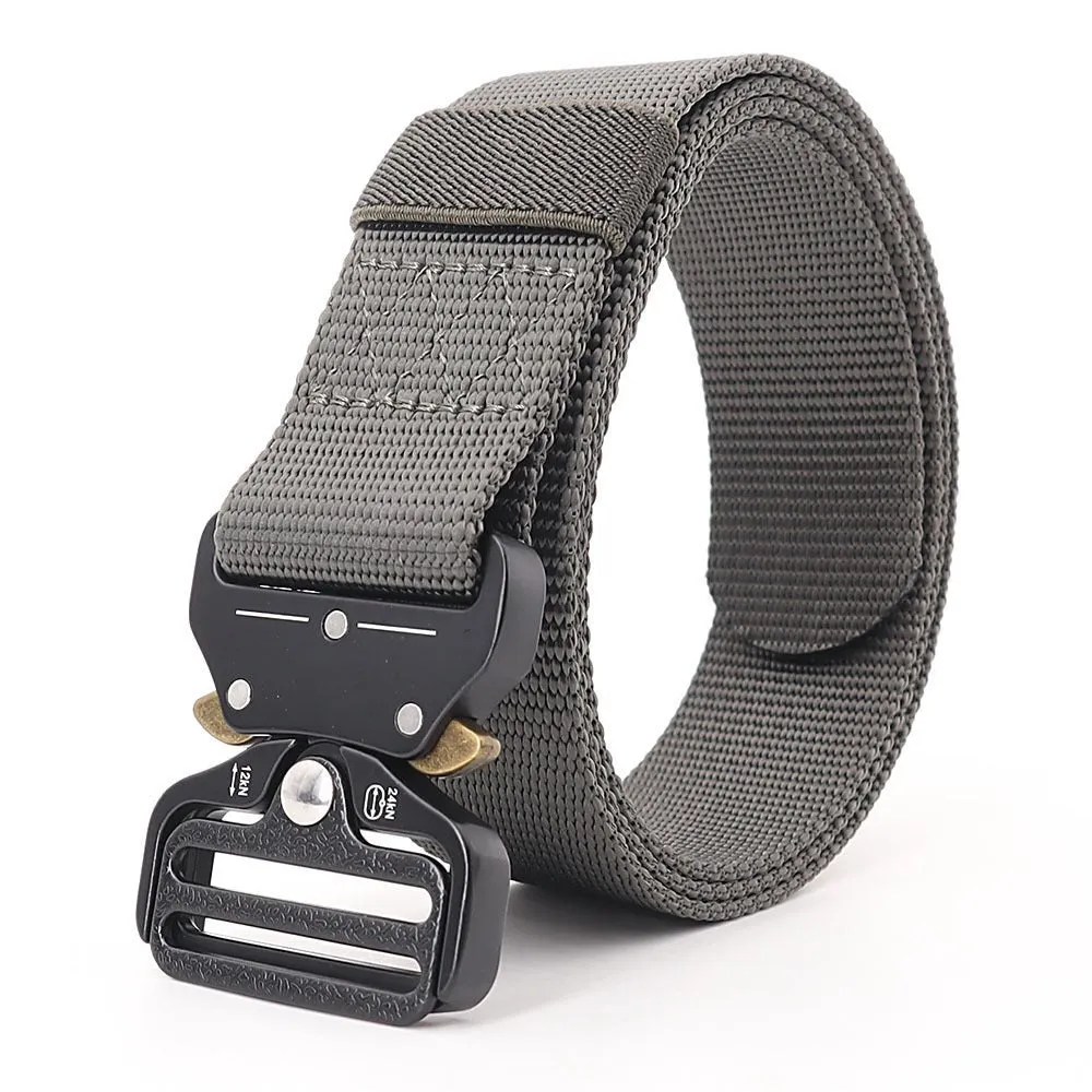 Manufacturers wholesale outdoor belts men to customize logo eye snake buckle imitation nylon canvas tactical belt