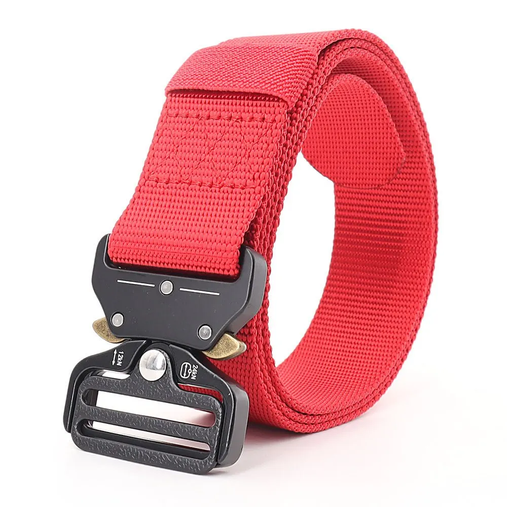 Manufacturers wholesale outdoor belts men to customize logo eye snake buckle imitation nylon canvas tactical belt