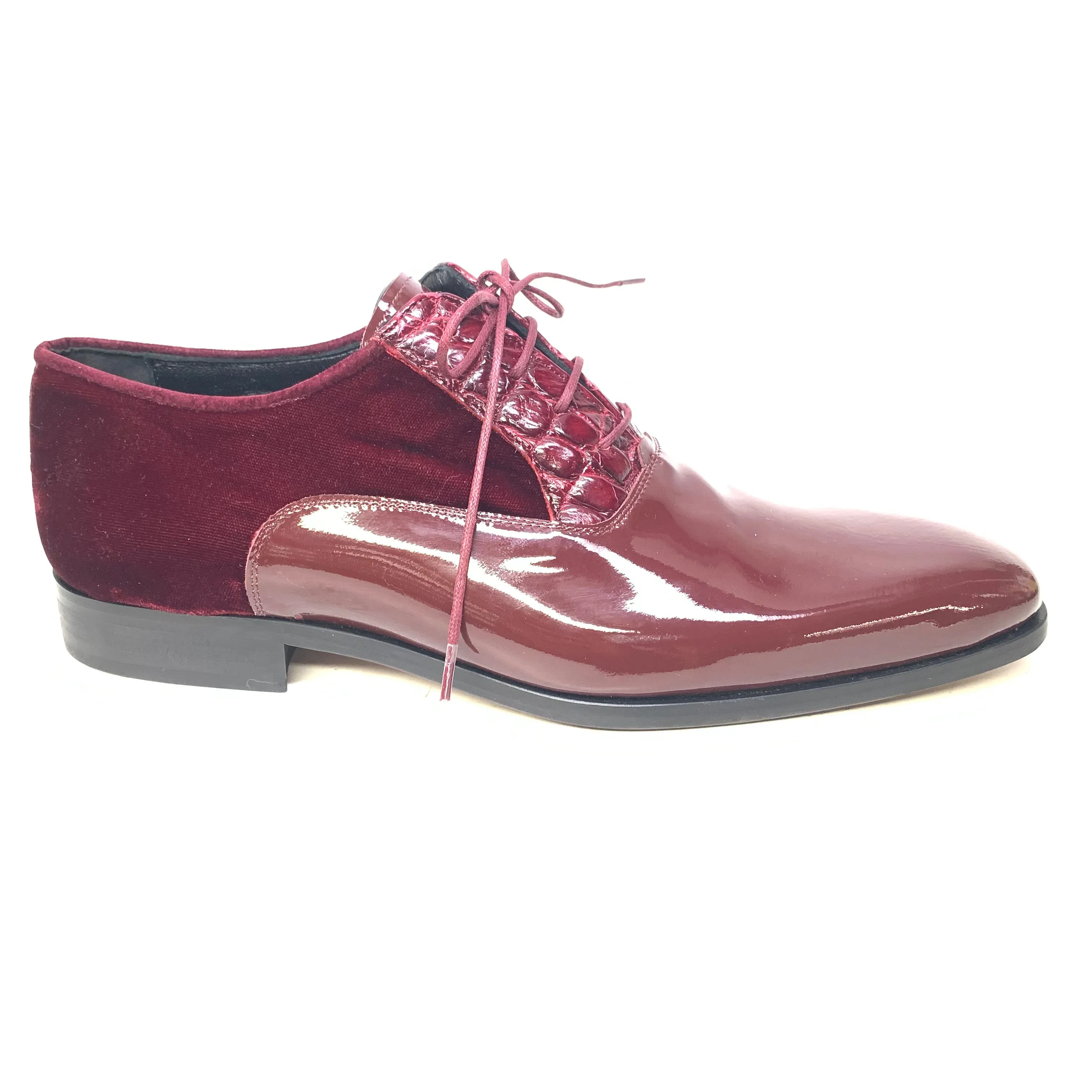 Mauri 4993/2 Ruby Red Crocodile/Velvet/Patent Leather Dress Shoes