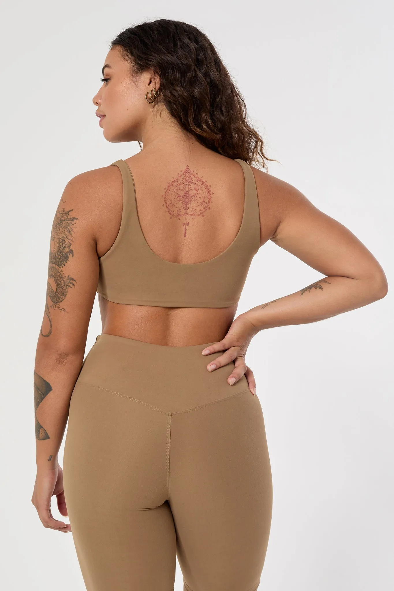 Melina Two in One Sports Bra | Recycled Polyester | Toffee