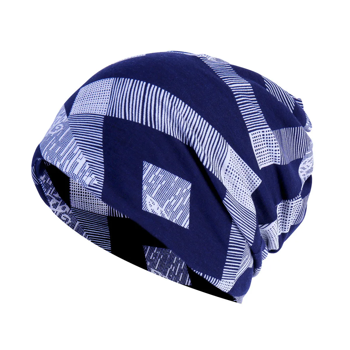 Men's and Women's Pullover Caps Geometric Pattern Digital Printing Bandana Hat Winter Scarf