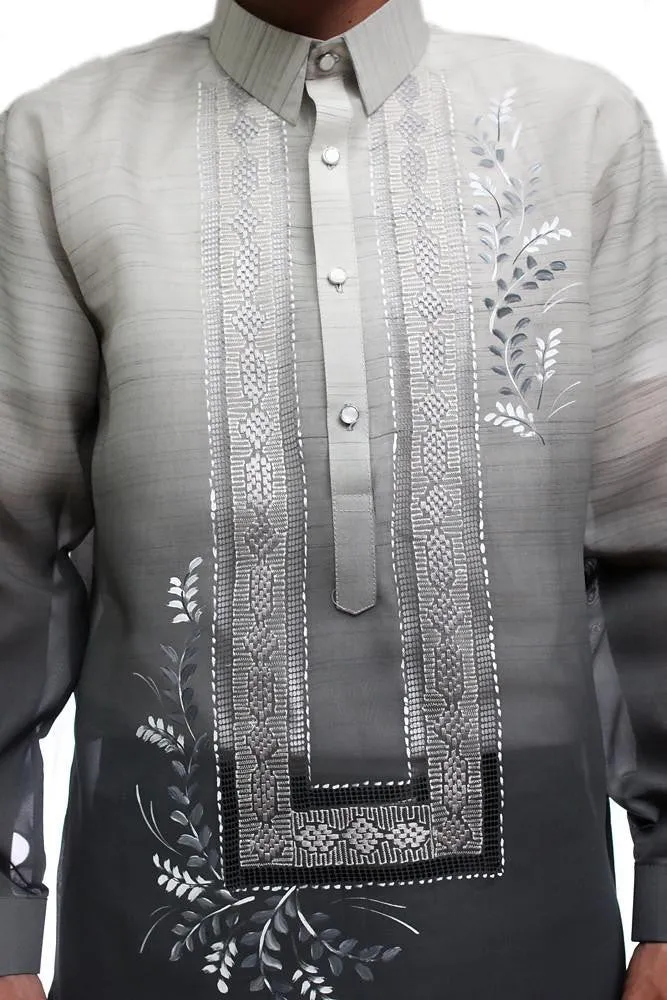 MJ11 - Jusi Pina Barong Tagalog Monochromatic Gray