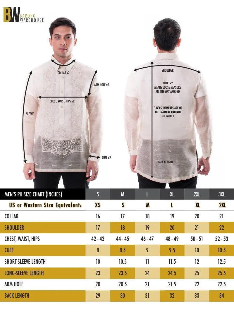 MO10 - Organza Pina Barong Tagalog with Lining Black