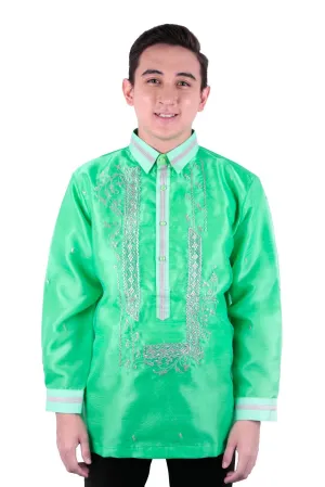 MO25 - MADE-TO-ORDER - Organza Pina Barong Tagalog with Lining Bright Green