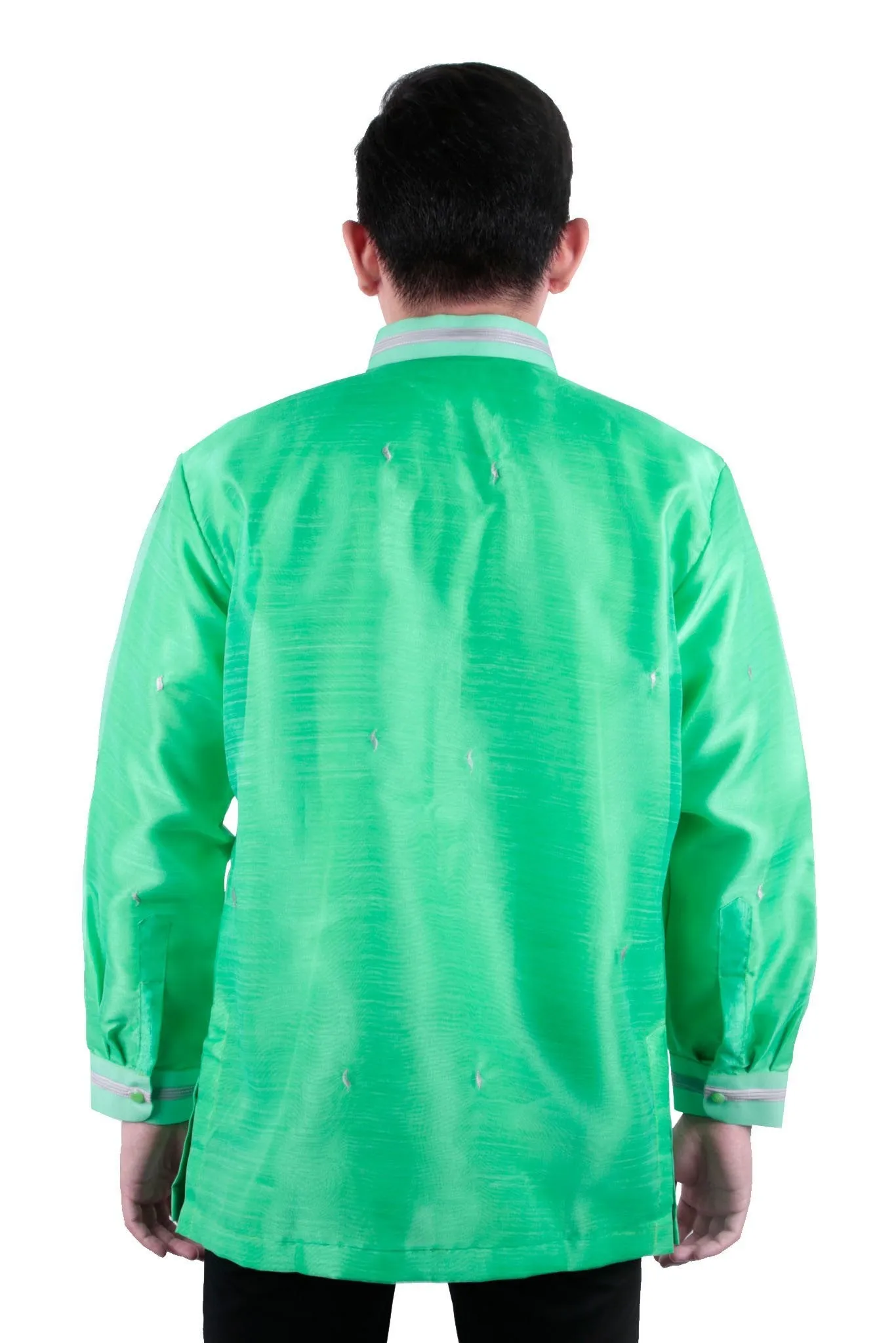 MO25 - MADE-TO-ORDER - Organza Pina Barong Tagalog with Lining Bright Green