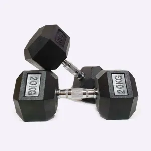 MORGAN RUBBER HEX DUMBBELLS - PAIR [20kg]