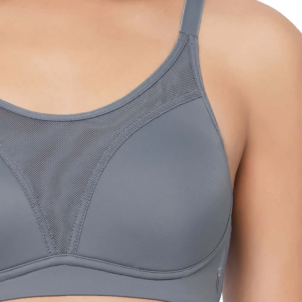 Motion Wear Sports Padded Non-wired Racer Back High Intensity Full coverage Sports Bra - Grey